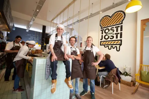 Teamfoto tijdens een bedrijfsreportage